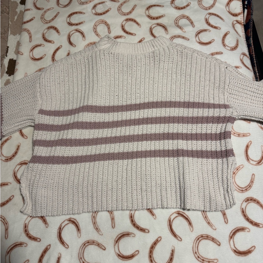 Striped Cream and Pink Women's Sweater